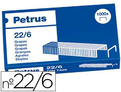 GRAPAS PETRUS N 22/6 COBREADAS CAJA DE 1000 UNIDADES