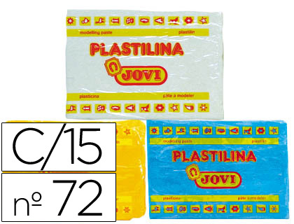 PLASTILINA JOVI 72 TAMAO GRANDE CAJA DE 15 UNIDADES COLORES SURTIDOS