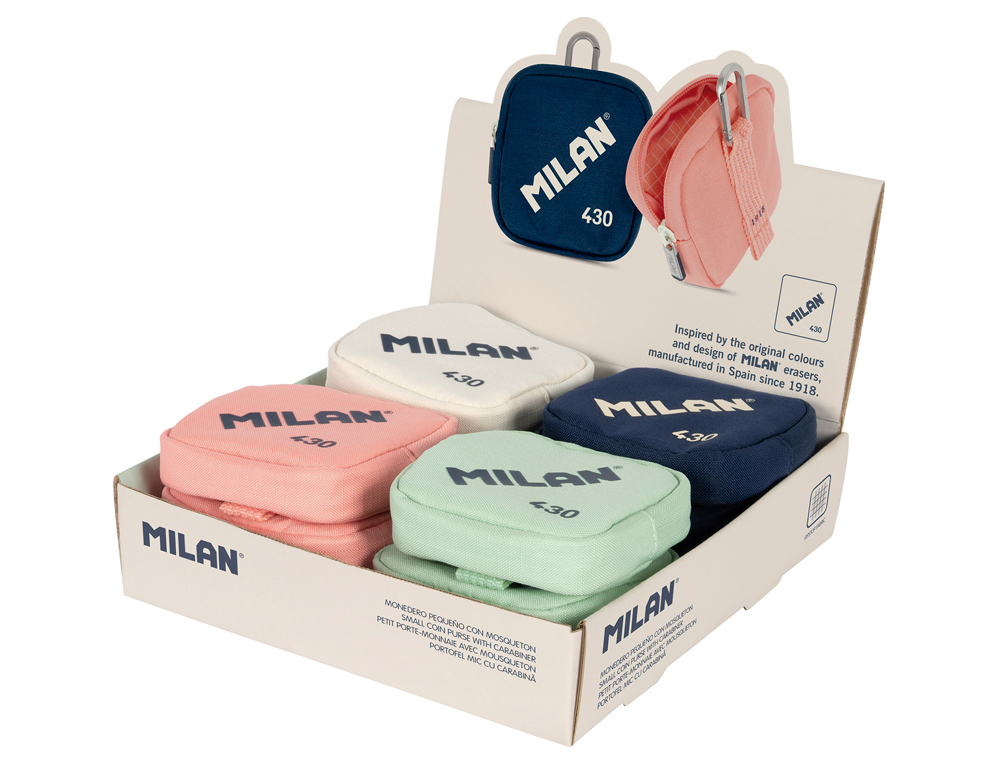 MONEDERO MILAN 430 SINCE 1918 PEQUEO EXPOSITOR DE 12 UNIDADES COLORES SURTIDOS