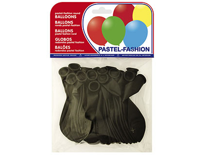 GLOBO 100% LATEX BIODEGRADABLE PASTEL NEGRO BOLSA DE 20 UNIDADES