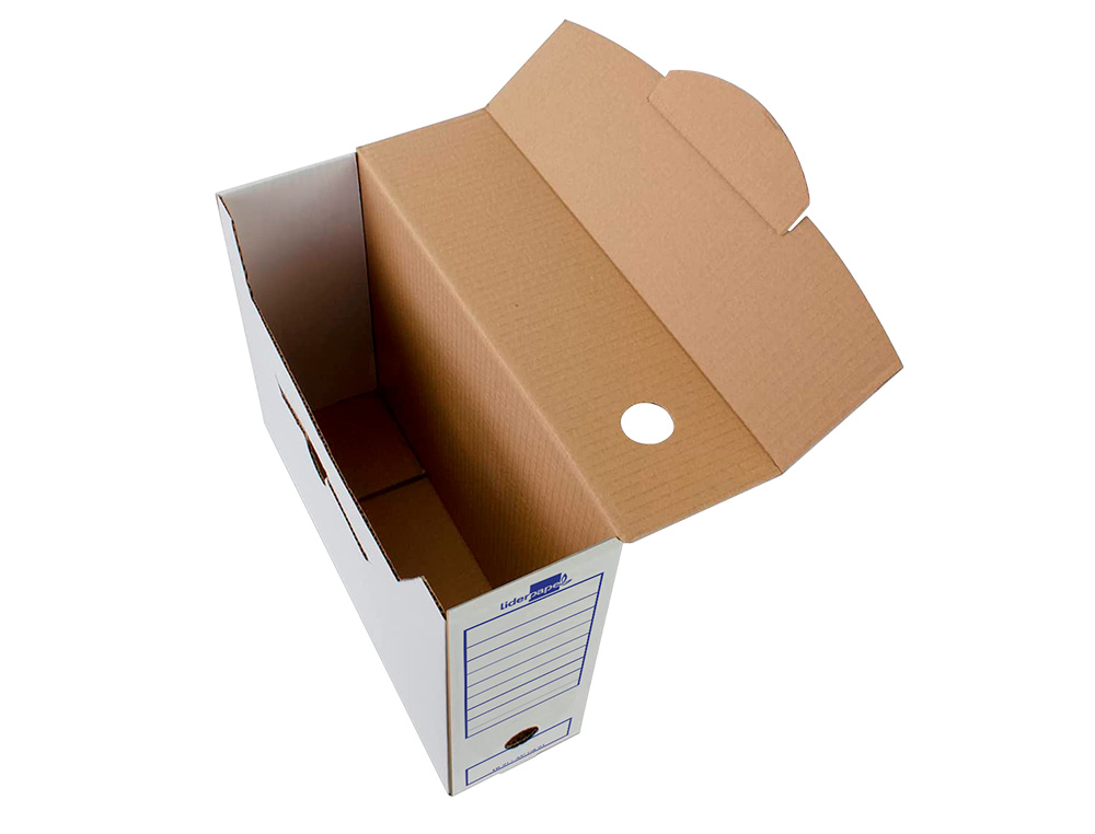 CAJA ARCHIVO DEFINITIVO LIDERPAPEL FOLIO PROLONGADO CARTON RECICLADO 340G/M2 LOMO 116 MM BLANCO 388X116X275 MM