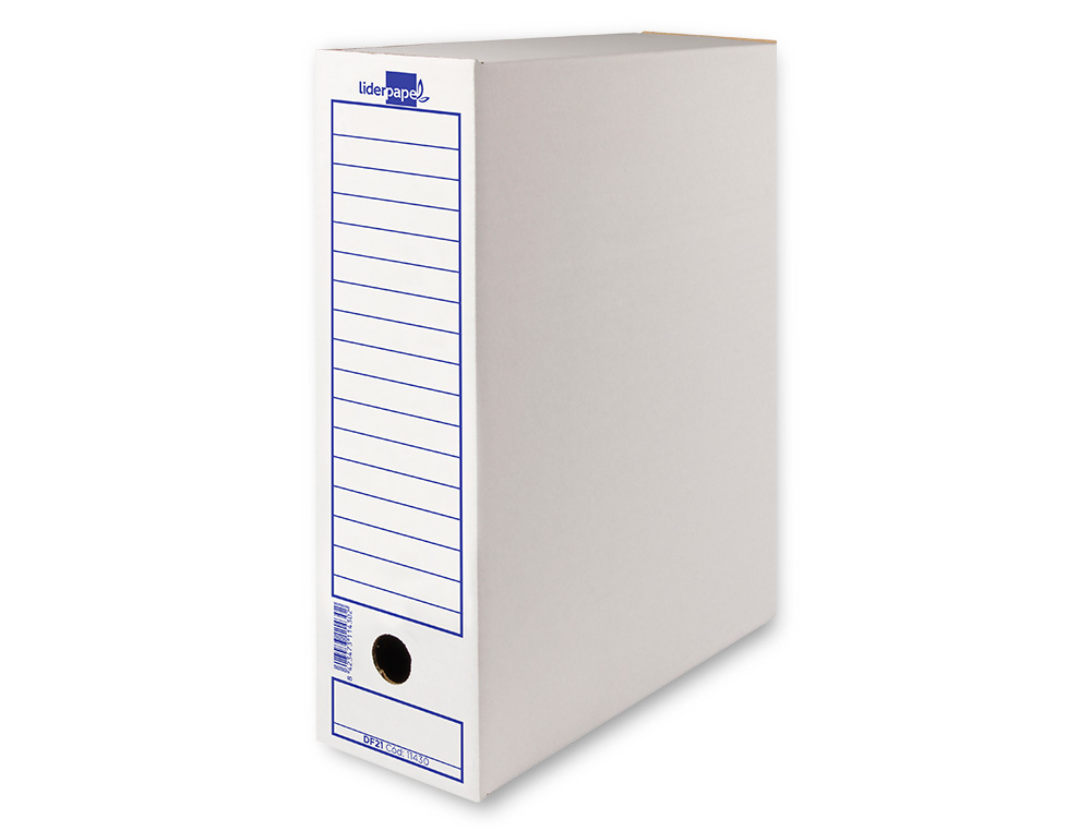 CAJA ARCHIVO DEFINITIVO LIDERPAPEL FOLIO PROLONGADO CARTON RECICLADO 340G/M2 LOMO 116 MM BLANCO 388X116X275 MM