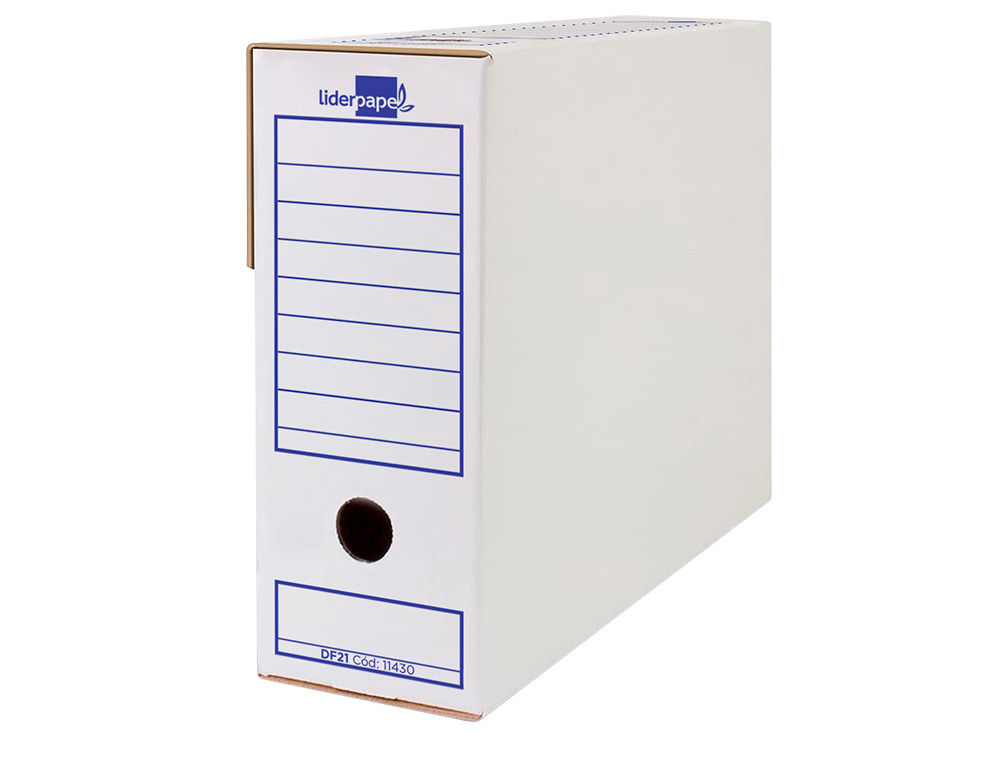 CAJA ARCHIVO DEFINITIVO LIDERPAPEL FOLIO PROLONGADO CARTON RECICLADO 340G/M2 LOMO 116 MM BLANCO 388X116X275 MM