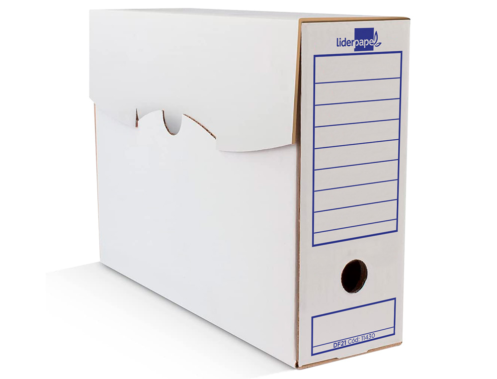 CAJA ARCHIVO DEFINITIVO LIDERPAPEL FOLIO PROLONGADO CARTON RECICLADO 340G/M2 LOMO 116 MM BLANCO 388X116X275 MM