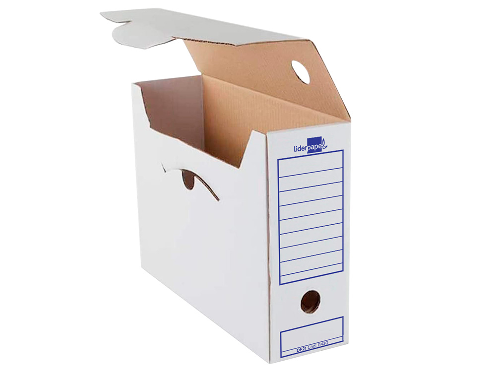 CAJA ARCHIVO DEFINITIVO LIDERPAPEL FOLIO PROLONGADO CARTON RECICLADO 340G/M2 LOMO 116 MM BLANCO 388X116X275 MM