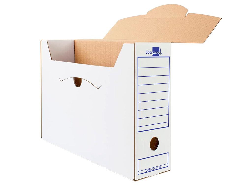 CAJA ARCHIVO DEFINITIVO LIDERPAPEL FOLIO PROLONGADO CARTON RECICLADO 340G/M2 LOMO 116 MM BLANCO 388X116X275 MM