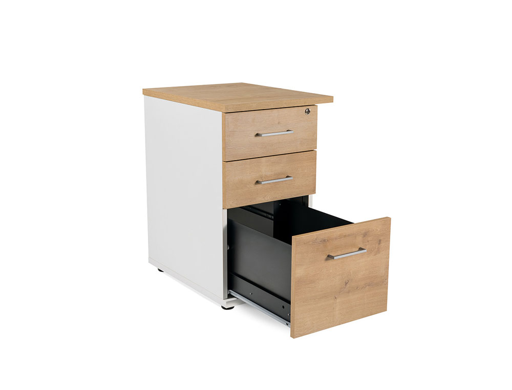 CAJONERA ROCADA CON DOS CAJONES Y UN CARPETERO SERIE STORE 60X47X74 CM ACABADO BLANCO/BLANCO