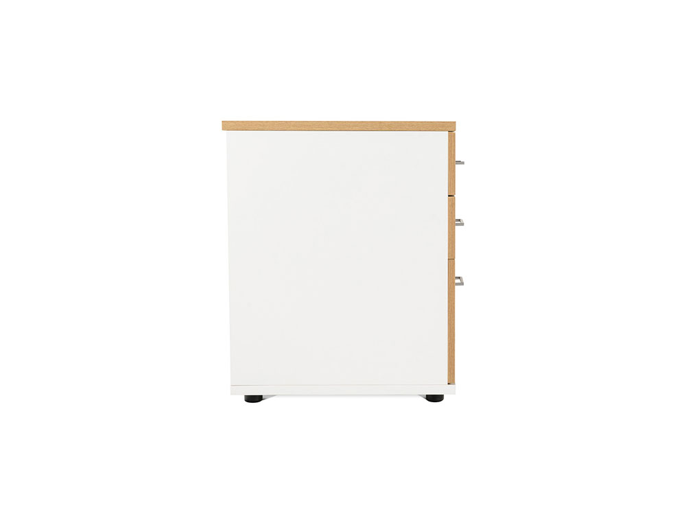 CAJONERA ROCADA CON DOS CAJONES Y UN CARPETERO SERIE STORE 60X47X74 CM ACABADO BLANCO/BLANCO