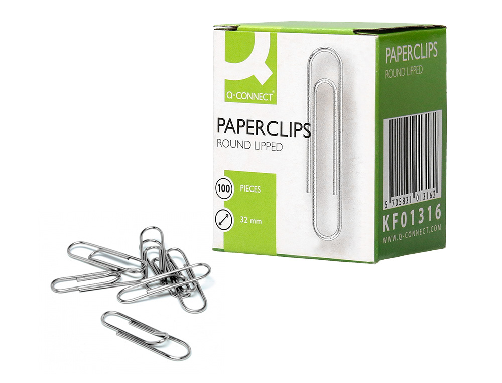 CLIPS NIQUELADOS Q-CONNECT N 32 MM CAJA DE 100 UNIDADES