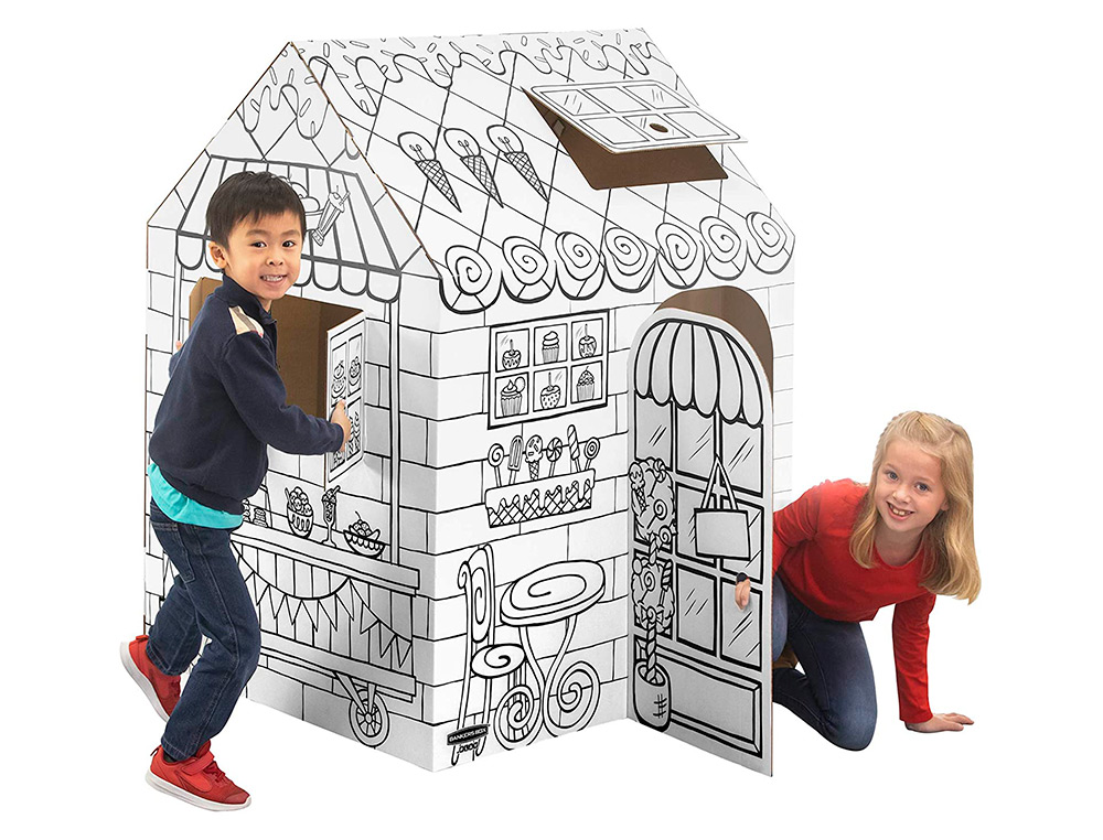 CASA DE JUEGO BANKERS BOX PLAYHOUSE PASTELERIA PARA PINTAR FABRICADA EN CARTON RECICLADO 1210X960X810 MM