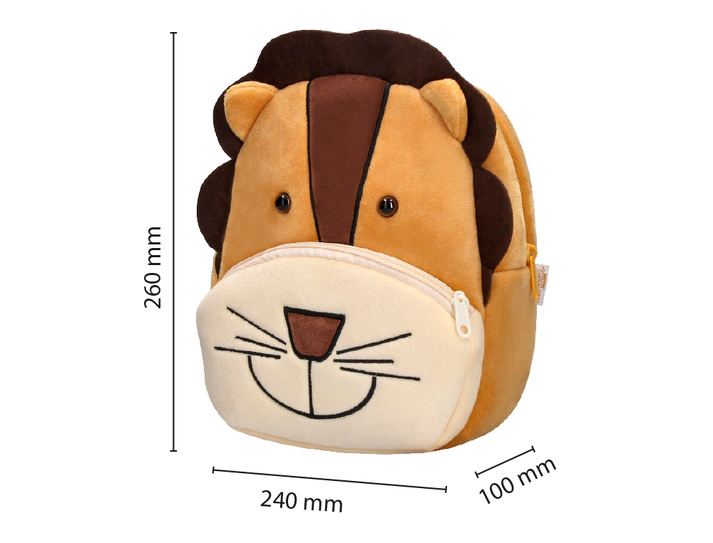 MOCHILA PREESCOLAR LIDERPAPEL PELUCHE INFANTIL LEON 260X100X240 MM