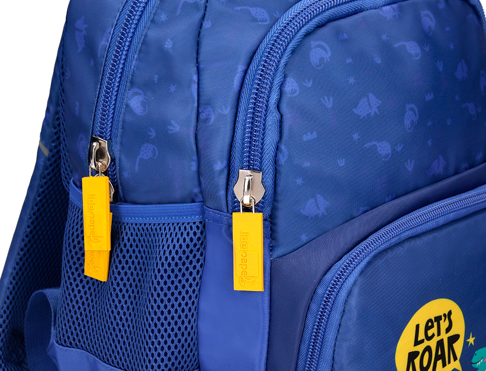 MOCHILA ESCOLAR LIDERPAPEL MULTIBOLSILLO INFANTIL AZUL DINO 350X110X270 MM