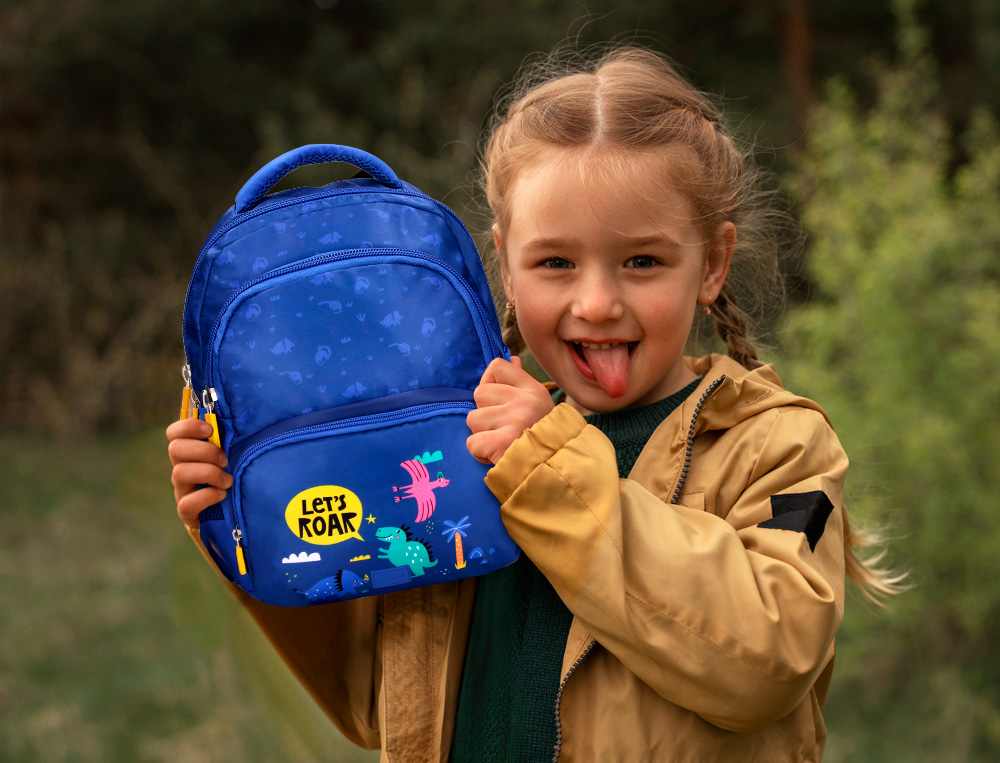 MOCHILA ESCOLAR LIDERPAPEL MULTIBOLSILLO INFANTIL AZUL DINO 350X110X270 MM