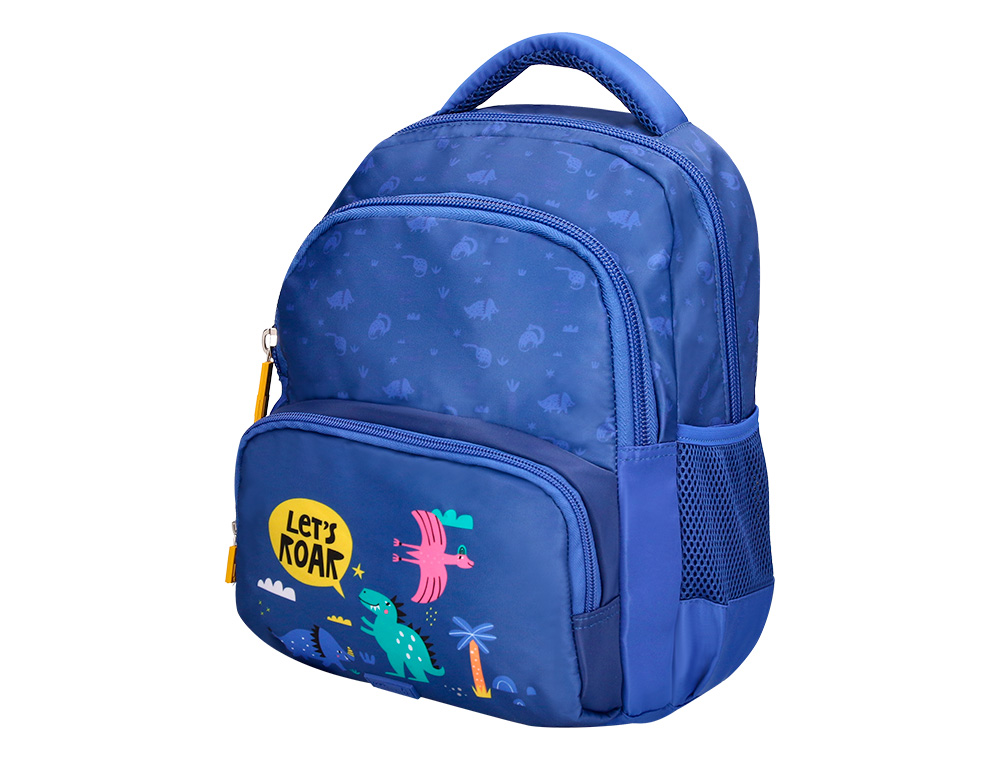 MOCHILA ESCOLAR LIDERPAPEL MULTIBOLSILLO INFANTIL AZUL DINO 350X110X270 MM