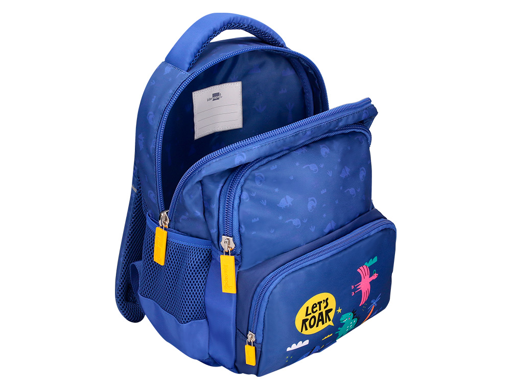 MOCHILA ESCOLAR LIDERPAPEL MULTIBOLSILLO INFANTIL AZUL DINO 350X110X270 MM