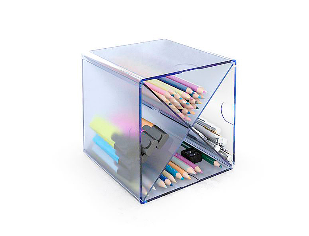 ARCHICUBO ARCHIVO 2000 ASPA ORGANIZADOR MODULAR PLASTICO AZUL TRANSPARENTE 150X150X155 MM INCLUYE 2 CLIPS DE SUJECION