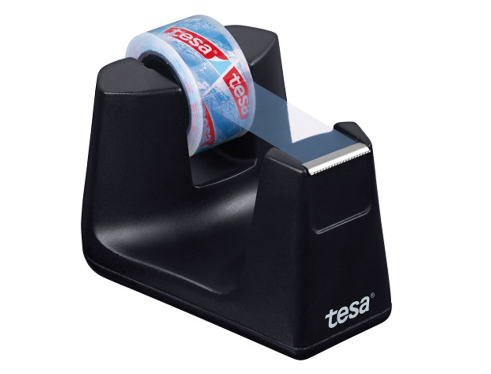 PORTARROLLO SOBREMESA TESA PLASTICO EASY CUT SMAT PARA CINTAS DE 33 MT COLOR NEGRO