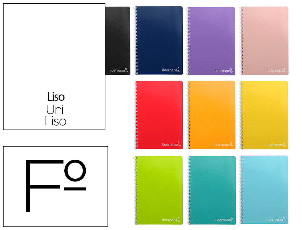 CUADERNO ESPIRAL LIDERPAPEL FOLIO WITTY TAPA DURA 80H 75GR LISO SIN MARGEN COLORES SURTIDOS