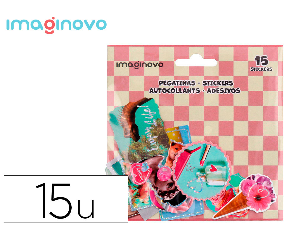 PEGATINAS IMAGINOVO GOOD VIBES DISEOS SURTIDOS PARA ORDENADOR 145X140 MM EN BLISTER
