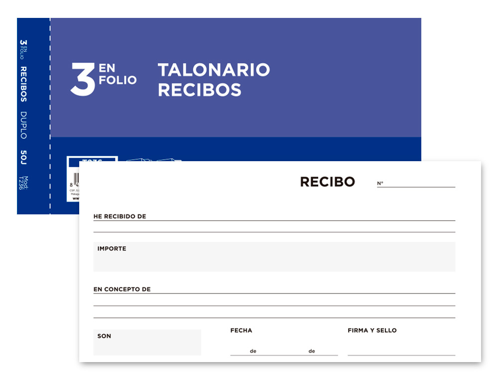 TALONARIO LIDERPAPEL RECIBOS 3/F ORIGINAL Y COPIA T236 SIN MATRIZ