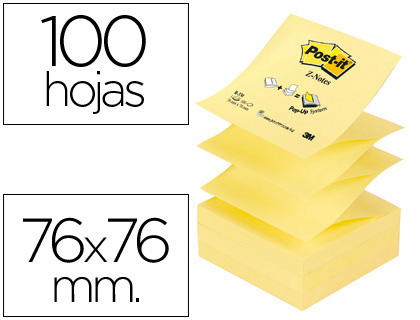 BLOC DE NOTAS ADHESIVAS QUITA Y PON POST-IT 76X76 MM Z-NOTES