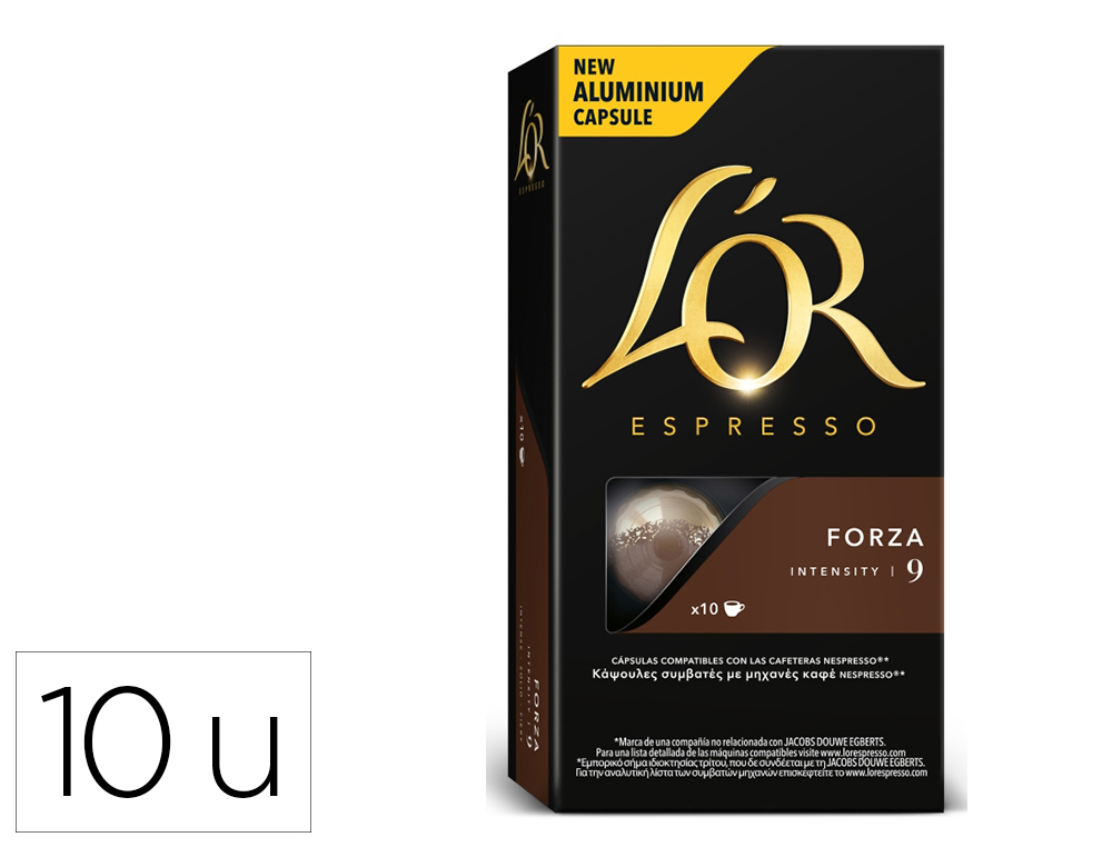 CAFE L'OR ESPRESSO FORZA FUERZA 9 CAJA DE 10 UNIDADES COMPATIBLE CON NESPRESSO